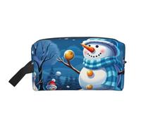 LHBWCVN Travel Toiletry Bag for Women Men Leather Makeup Bag Large Portable Travel Organizer Winter Snowman Cosmetic Bag with Hanging Hook Travel Bathroom Bag Zipper Pouch Purse, White, One Size