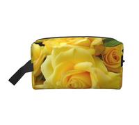 LHBWCVN Travel Toiletry Bag for Women Men Leather Makeup Bag Large Portable Travel Organizer Yellow Rose Cosmetic Bag with Hanging Hook Travel Bathroom Bag Zipper Pouch Purse, White, One Size