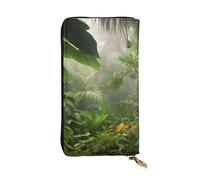 Lhbwcvn Tropical Rainforest Jungle Scene Wallet For Women Men Clutch Rfid Blocking Leather Wallets Large Capacity Purse Credit Card Holder Money Case With Zipper Phone Holder Long Travel Purse, Black,
