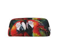 LHBWCVN Two Colored Parrots Pencil Case Large Capacity Pencil Pouch Aesthetic Pen Bag Leather Makeup Bag for Women Men Travel Toiletry Bags Zipper Cosmetic Bag Wide-open Coin Pouch Purse, Silver, One