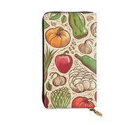 Lhbwcvn Vegetable Fruit Wallet For Women Men Clutch Rfid Blocking Leather Wallets Large Capacity Purse Credit Card Holder Money Case With Zipper Phone Holder Long Travel Purse, Black, One Size