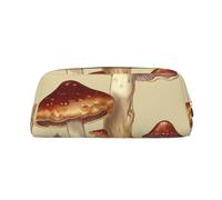 LHBWCVN Vintage Edible Mushrooms Pencil Case Large Capacity Pencil Pouch Aesthetic Pen Bag Leather Makeup Bag for Women Men Travel Toiletry Bags Zipper Cosmetic Bag Wide-open Coin Pouch Purse, Gold