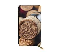 Lhbwcvn Vintage Wine Bottle Wallet For Women Men Clutch Rfid Blocking Leather Wallets Large Capacity Purse Credit Card Holder Money Case With Zipper Phone Holder Long Travel Purse, Black, One Size