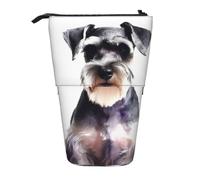 LHBWCVN Well-behaved schnauzer Cosmetics Bag Standing Pencil Case Telescopic Pencil Bag Portable Pencil Holder Cute Stand up Pencil Pouch for Women Men Travel Coin Pouch Purse