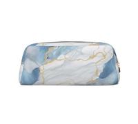 LHBWCVN White Blue Marble Pencil Case Large Capacity Pencil Pouch Aesthetic Pen Bag Leather Makeup Bag for Women Men Travel Toiletry Bags Zipper Cosmetic Bag Wide-open Coin Pouch Purse, Gold, One Size