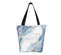 LHBWCVN White Blue Marble Tote Bag for Women Top-Handle Purse Large Shoulder Hobo Bags Casual Handbags Aesthetic Shopping Bag Reusable Grocery Bag Zipper Work Bag Travel Beach Bag