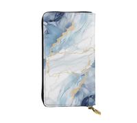 Lhbwcvn White Blue Marble Wallet For Women Men Clutch Rfid Blocking Leather Wallets Large Capacity Purse Credit Card Holder Money Case With Zipper Phone Holder Long Travel Purse, Black, One Size