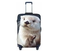 LHBWCVN White Otter Luggage Cover for Suitcase Tsa Approved, Washable Suitcase Protector Fits 18-32 Inch Anti-scratch Suitcase Cover Carry on Luggage Sleeve Travel Baggage Cover, Black, M