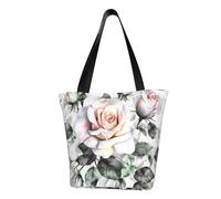 LHBWCVN White Watercolor Floral Rose Tote Bag for Women Top-Handle Purse Large Shoulder Hobo Bags Casual Handbags Aesthetic Shopping Bag Reusable Grocery Bag Zipper Work Bag Travel Beach Bag