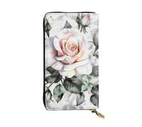 Lhbwcvn White Watercolor Floral Rose Wallet For Women Men Clutch Rfid Blocking Leather Wallets Large Capacity Purse Credit Card Holder Money Case With Zipper Phone Holder Long Travel Purse, Black, One