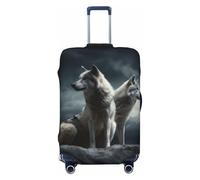 LHBWCVN wolf at night Luggage Cover for Suitcase Tsa Approved, Washable Suitcase Protector Fits 18-32 Inch Anti-scratch Suitcase Cover Carry on Luggage Sleeve Travel Baggage Cover, Black, M