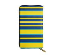 Lhbwcvn Yellow And Blue Stripes Wallet For Women Men Clutch Rfid Blocking Leather Wallets Large Capacity Purse Credit Card Holder Money Case With Zipper Phone Holder Long Travel Purse, Black, One Size