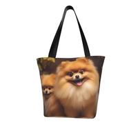LHBWCVN Yellow pomeranian Tote Bag for Women Top-Handle Purse Large Shoulder Hobo Bags Casual Handbags Aesthetic Shopping Bag Reusable Grocery Bag Zipper Work Bag Travel Beach Bag