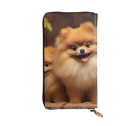 Lhbwcvn Yellow Pomeranian Wallet For Women Men Clutch Rfid Blocking Leather Wallets Large Capacity Purse Credit Card Holder Money Case With Zipper Phone Holder Long Travel Purse, Black, One Size