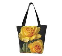 LHBWCVN Yellow Rose Tote Bag for Women Top-Handle Purse Large Shoulder Hobo Bags Casual Handbags Aesthetic Shopping Bag Reusable Grocery Bag Zipper Work Bag Travel Beach Bag