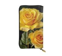 Lhbwcvn Yellow Rose Wallet For Women Men Clutch Rfid Blocking Leather Wallets Large Capacity Purse Credit Card Holder Money Case With Zipper Phone Holder Long Travel Purse, Black, One Size