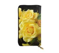 Lhbwcvn Yellow Rose Wallet For Women Men Clutch Rfid Blocking Leather Wallets Large Capacity Purse Credit Card Holder Money Case With Zipper Phone Holder Long Travel Purse, Black, One Size