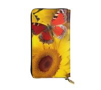 Lhbwcvn Yellow Sunflowers With Red Butterfly Wallet For Women Men Clutch Rfid Blocking Leather Wallets Large Capacity Purse Credit Card Holder Money Case With Zipper Phone Holder Long Travel Purse,