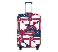 LHBZXMKJ Abstract Ohio State Flag MAP 04 Print Luggage Cover Suitcase Cover Scratch-Resistant Fits 18-32 Inch Trolley Bag, blackone, Medium