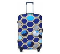 LHBZXMKJ Blue Hexagons and Diamond Print Luggage Cover Suitcase Protector Anti-scratch Fits 18-32 Inch Trolley Case, Black, XL