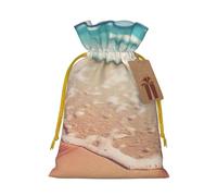 LHBZXMKJ Boards on the Beach Print Drawstring Present Bags Christmas gifts Wrapping Sacks Pouches for Xmas Party