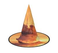 LHBZXMKJ boat on the beach Print Halloween hat Women Witch Hat Costume Decoration for Festival Carnival Party