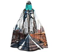 LHBZXMKJ Brooklyn Bridge Print Halloween Cloak Witch Hooded Cloak Christmas Cosplay Party Costume