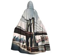 LHBZXMKJ Brooklyn Bridge S Print Halloween Witch Hooded Cloak for Christmas Cosplay Party