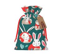 LHBZXMKJ Bunny Rabbits Print Drawstring Present Bags Christmas gifts Wrapping Sacks Pouches for Xmas Party
