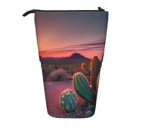 LHBZXMKJ Cactus Desert Sunset Print Telescopic Pencil Bag Stationery Case Stand-up pencil case Cosmetics storage bag