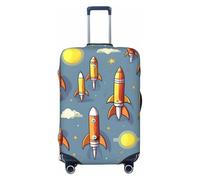 LHBZXMKJ Cartoon Rocket Print Luggage Cover Suitcase Protector Anti-scratch Fits 18-32 Inch Trolley Case, Black, L