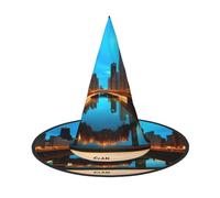 LHBZXMKJ Chicago Reflected Print Halloween hat Women Witch Hat Costume Decoration for Festival Carnival Party