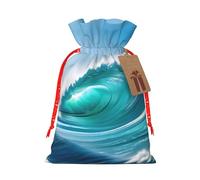LHBZXMKJ Clear Sky Wave Print Drawstring Present Bags Christmas gifts Wrapping Sacks Pouches for Xmas Party
