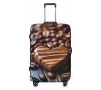 LHBZXMKJ Coffee Beans Shaped in Heart Print Luggage Cover Suitcase Protector Anti-scratch Fits 18-32 Inch Trolley Case, Black, M