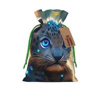 LHBZXMKJ Cute Turquoise Leopard Print Drawstring Present Bags Christmas gifts Wrapping Sacks Pouches for Xmas Party