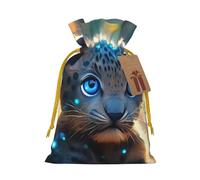 LHBZXMKJ Cute Turquoise Leopard Print Drawstring Present Bags Christmas gifts Wrapping Sacks Pouches for Xmas Party