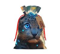 LHBZXMKJ Cute Turquoise Leopard Print Drawstring Present Bags Christmas gifts Wrapping Sacks Pouches for Xmas Party