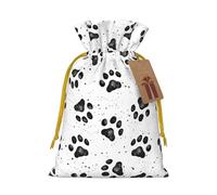 LHBZXMKJ Dog Paw Pattern Print Drawstring Present Bags Christmas gifts Wrapping Sacks Pouches for Xmas Party