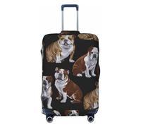 LHBZXMKJ English Bulldogs Print Luggage Cover Suitcase Protector Anti-scratch Fits 18-32 Inch Trolley Case, Black, S