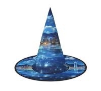 LHBZXMKJ Famous Cityscape Print Halloween hat Women Witch Hat Costume Decoration for Festival Carnival Party