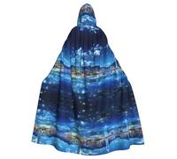 LHBZXMKJ Famous Hooded Cape, Cityscape Print Cape, Unisex Cape, Mardi Gras Dress, Halloween Costume for Men and Women
