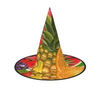 LHBZXMKJ Fresh Fruits Pineapple Print Halloween hat Women Witch Hat Costume Decoration for Festival Carnival Party, Black, 1