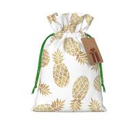 LHBZXMKJ golden pineapple background Print Drawstring Present Bags Christmas gifts Wrapping Sacks Pouches for Xmas Party