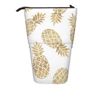 LHBZXMKJ golden pineapple background Print Telescopic Pencil Bag Stationery Case Stand-up pencil case Cosmetics storage bag