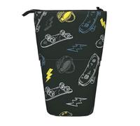 LHBZXMKJ Graffiti Skateboard Print Telescopic Pencil Bag Stationery Case Stand-up pencil case Cosmetics storage bag