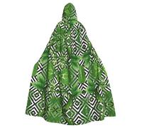 LHBZXMKJ Green Leaves of Palm Tree Tropical Plant Print Hooded Cape,Unisex Cloak Party Robe Mardi Gras,Halloween Costume for Men Women