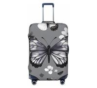 LHBZXMKJ Grey Teal Butterfly Print Luggage Cover Suitcase Protector Anti-Scratch Fits 18-32 Inch Trolley Suitcase, Black, L