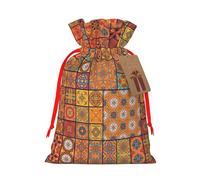 LHBZXMKJ Group of Moroccan Geometric Print Drawstring Present Bags Christmas gifts Wrapping Sacks Pouches for Xmas Party