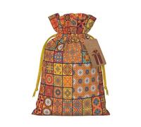 LHBZXMKJ Group of Moroccan Geometric Print Drawstring Present Bags Christmas gifts Wrapping Sacks Pouches for Xmas Party