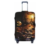 LHBZXMKJ halloween Moon Bat Pumpkin Print Luggage Cover Suitcase Protector Anti-scratch Fits 18-32 Inch Trolley Case, Black, S